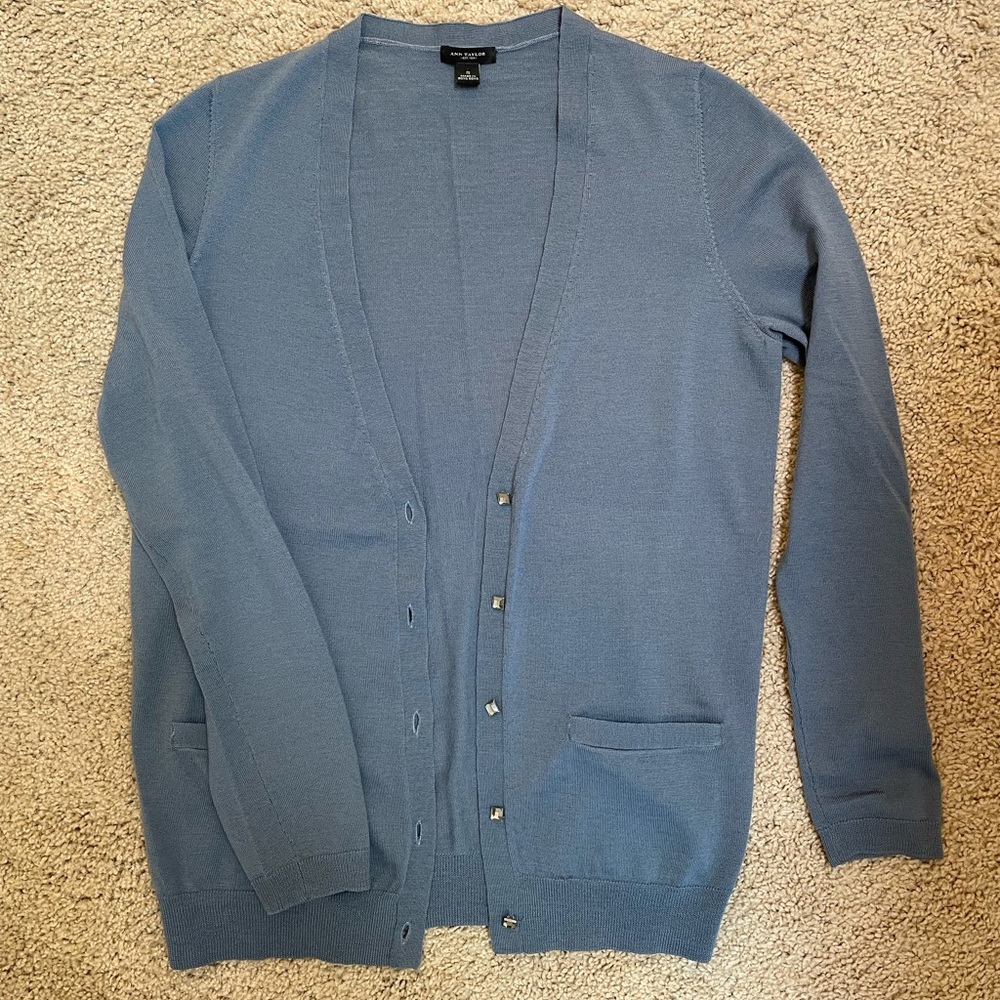 Ann Taylor Grey/Blue Cardigan